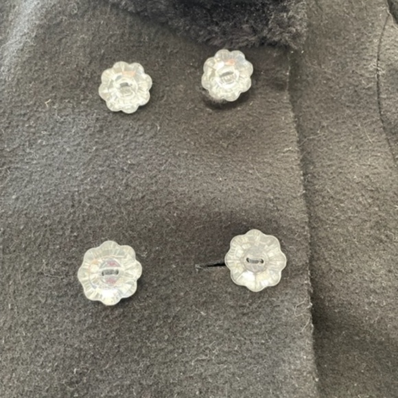 Tahari Baby Black Coat with Faux Fur Trim and Rhinestone Buttons 12 m - Picture 2 of 6